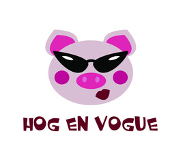 Funky fashion pig, hog on vogue funny illustration of a pig wearing sunglasses