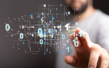 Obraz premium Technology background. Big data concept. Binary