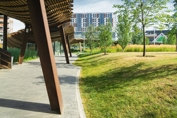 Morning view of architecture park Tufeleva roscha, Moscow, Russia.