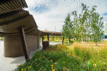 Morning view of architecture park Tufeleva roscha, Moscow, Russia.