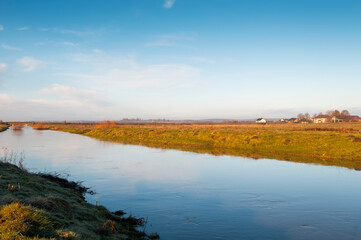 river overflow on a sunny cloudless day