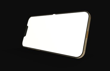 Realistic isometric black frameless smartphone mockup perspective 3d.