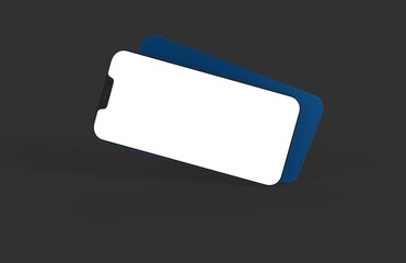 Realistic isometric black frameless smartphone mockup perspective 3d.