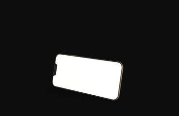 Realistic isometric black frameless smartphone mockup perspective 3d.