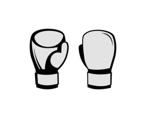 Boxing gloves. Sports equipment for athletes. Symbol, icon. Isolated on white background. Monochrome Illustration Vector