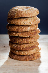 round traditional oatmeal cookies folded together