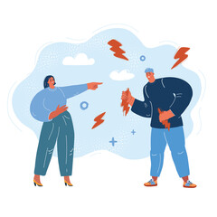 Vector illustration of Couple laugh at each other