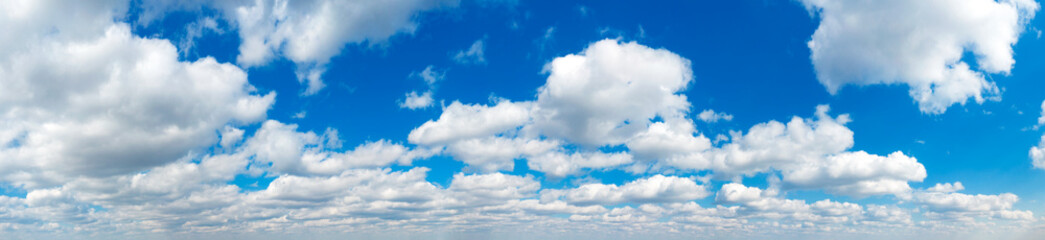 Panorama Blue sky and white clouds. Bfluffy cloud in the blue sky background