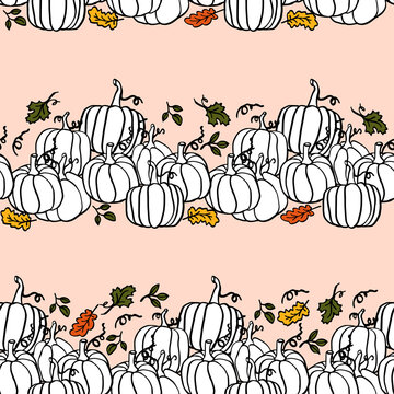 Fall black and white pumkin seamless pattern cantoon style