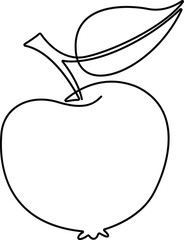 Vector apple drawn by solid line.