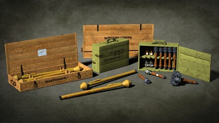 Weapons and ammunition. 3d illustration