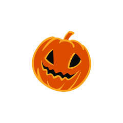 
halloween pumpkin with face on the white background