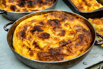 Traditional Romanian baked house pie with cheese.