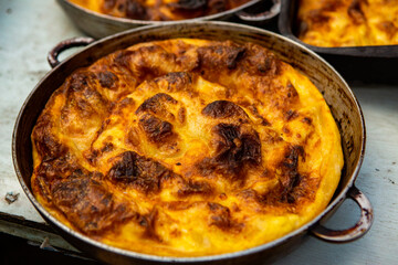 Traditional Romanian baked house pie with cheese.