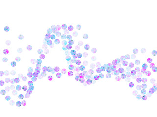 Violet sequins confetti scatter vector illustration. Festive glossy foil particles holiday glitter flatlay. New Year confetti placer flickering pattern.