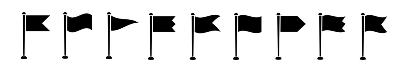 Flag icon set. Black flags icons isolated. Flag vector symbol. Vector illustration.