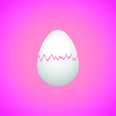
cracked white egg on a pink background