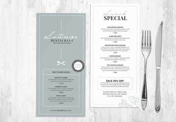 Thin Dl Menu Layout for Drinks Food Specials