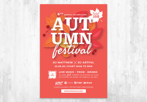 Red Autumn Festival Flyer for Fall Events