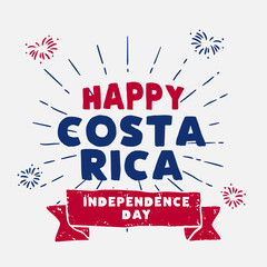 Fototapeta premium Square Banner illustration of Costa Rica independence day celebration. Waving flag and hands clenched. Vector illustration.