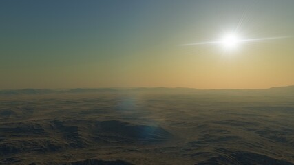 Beautiful views of the mountains and sky with unexplored planets