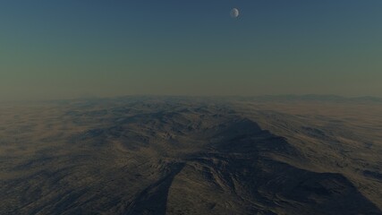 Beautiful views of the mountains and sky with unexplored planets