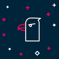 Line Eagle head icon isolated on blue background. Colorful outline concept. Vector