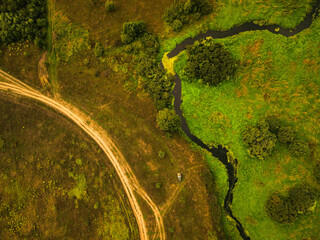 Beautiful view of the natural landscape. Shooting from a drone at a right angle.