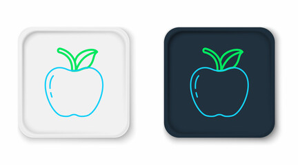 Line Apple icon isolated on white background. Fruit with leaf symbol. Colorful outline concept. Vector