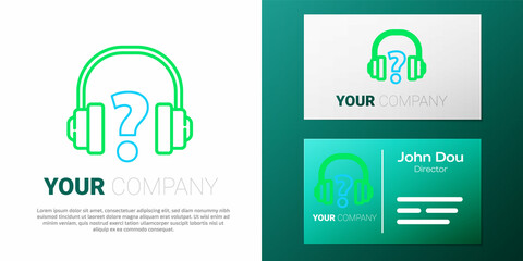 Line Headphones icon isolated on white background. Support customer service, hotline, call center, faq, maintenance. Colorful outline concept. Vector