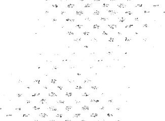 Small uneven spots and particles of debris. Abstract vector texture. Distressed uneven background. Grunge texture overlay with fine grains isolated on white background. Vector illustration. EPS10.