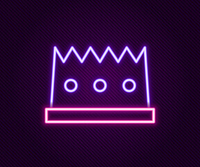 Glowing neon line King crown icon isolated on black background. Colorful outline concept. Vector