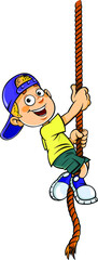 Cartoon boy on a rope
Color vector illustration of a cartoon swinging on a rope.
