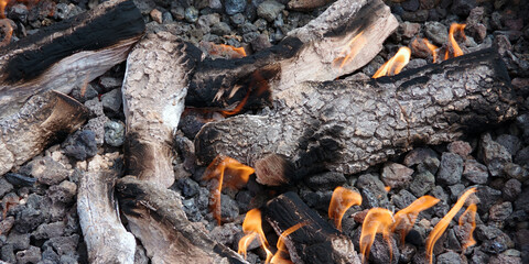 Full frame close-up view of flames in a burning gas fire pit
