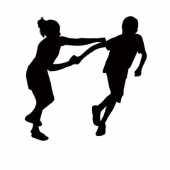 Fototapeta na wymiar a boy and a girl fighting, silhouette vector