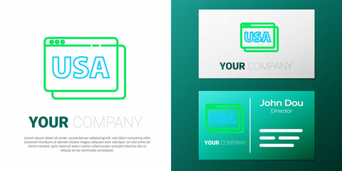 Line USA United states of america on browser icon isolated on white background. Colorful outline concept. Vector
