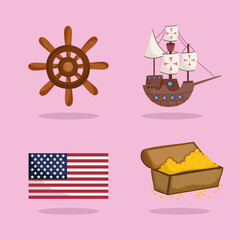 set icons pirate boat