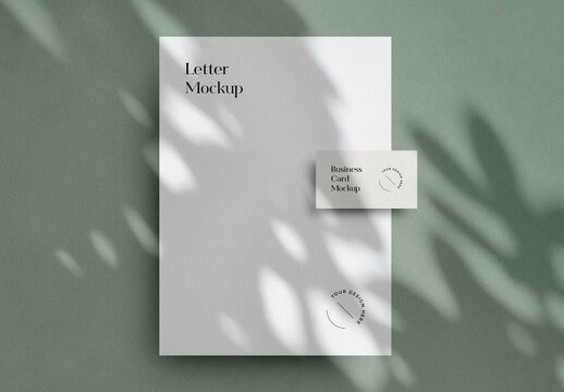 Mint Minimal Letterhead and Business Card Mockup