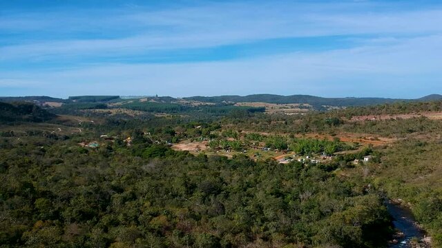 Aerial view of a camping site, Salto de Corumb&aacute;, Goi&aacute;s, Brazil