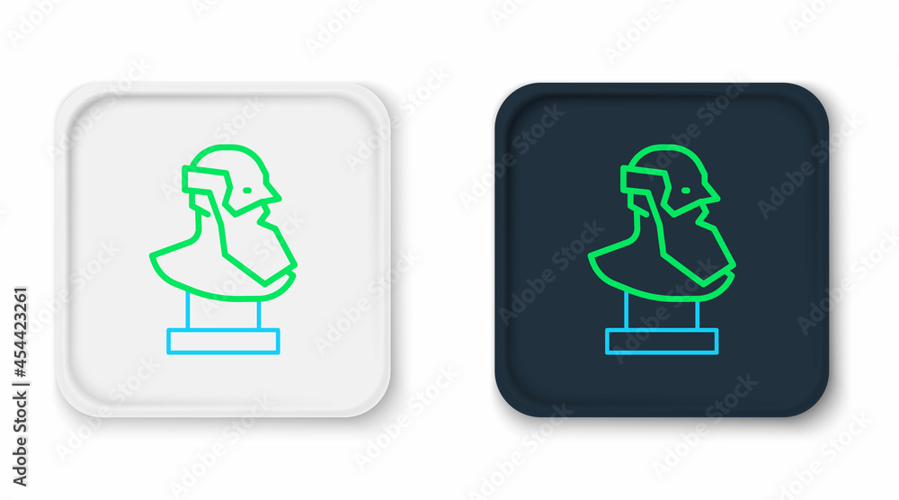 Sticker line ancient bust sculpture icon isolated on white background. colorful outline concept. vector