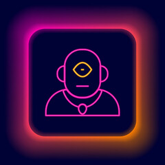 Glowing neon line Cyclops icon isolated on black background. Colorful outline concept. Vector