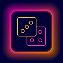 Glowing neon line Game dice icon isolated on black background. Casino gambling. Colorful outline concept. Vector