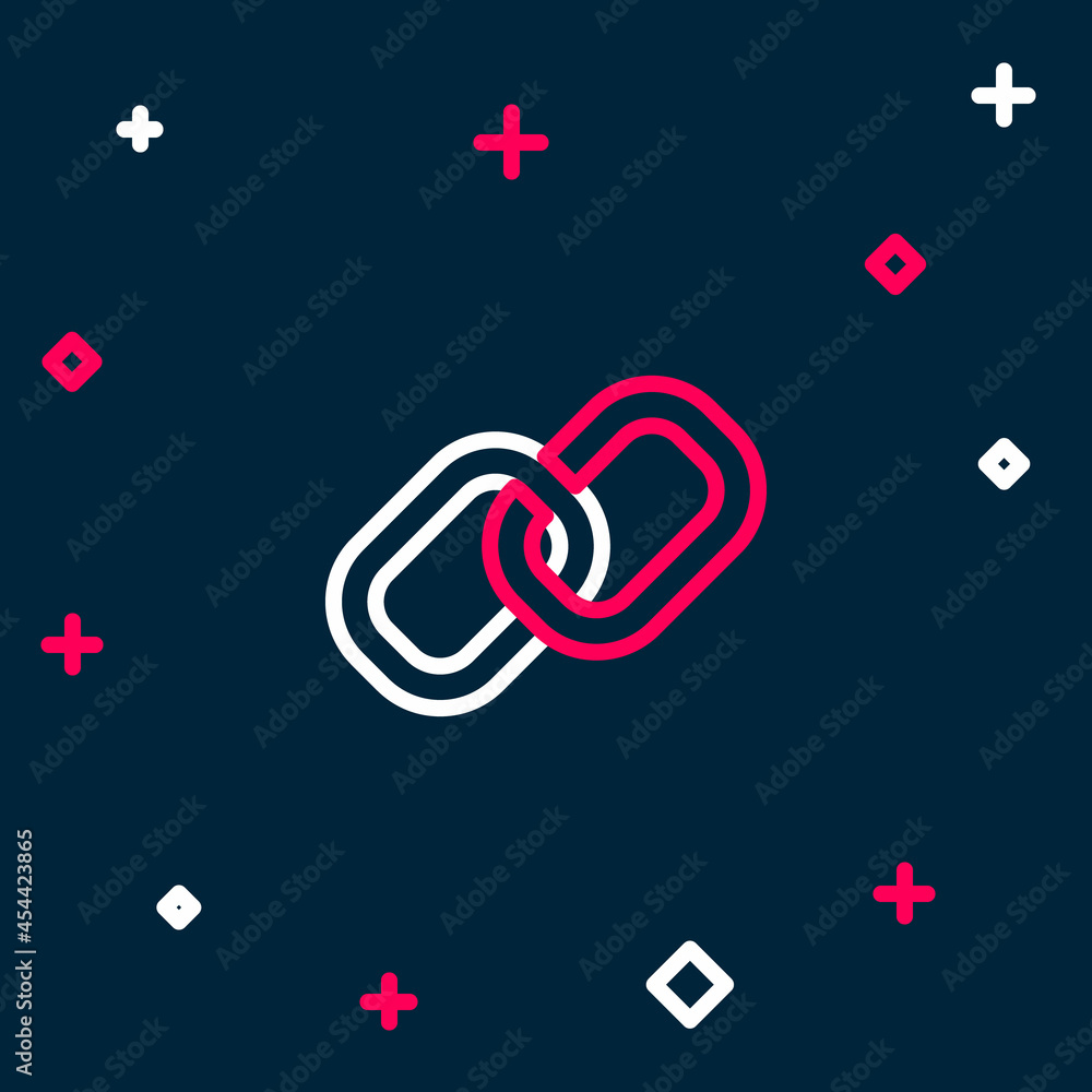 Poster line chain link icon isolated on blue background. link single. hyperlink chain symbol. colorful outl