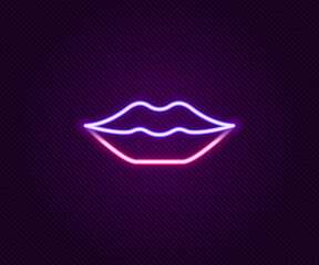 Glowing neon line Smiling lips icon isolated on black background. Smile symbol. Colorful outline concept. Vector