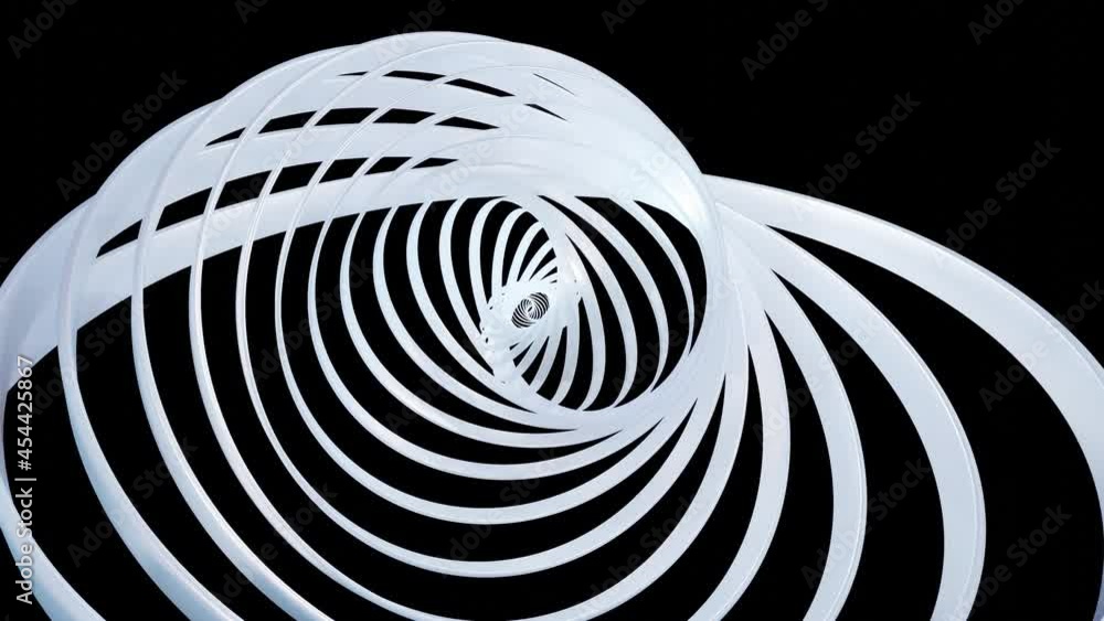 Poster 3d stylish abstract white background with rings or circles twisting in concentric structure. rings t