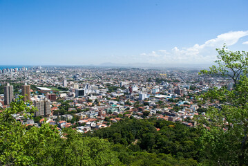 Fototapeta na wymiar Vila Velha ES, Brazil - March 15, 2010: aerial panoramic view of Vila Velha city 