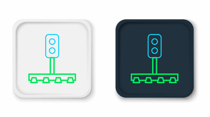 Line Train traffic light icon isolated on white background. Traffic lights for the railway to regulate the movement of trains. Colorful outline concept. Vector