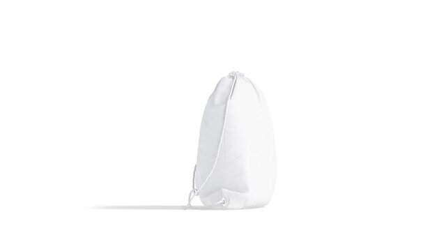 Blank white drawstring backpack mockup, looped rotation, 4k video