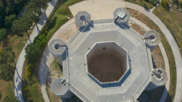 Aerial view of Castel del Monte, the fortress of mysteries. The octagonal cathedral in the province of Bari in Puglia