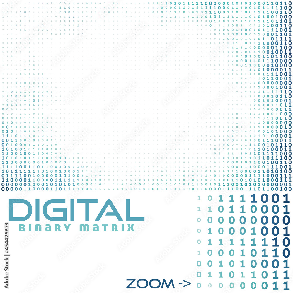 Poster Digital binary matrix with 0 and 1. Vector background
